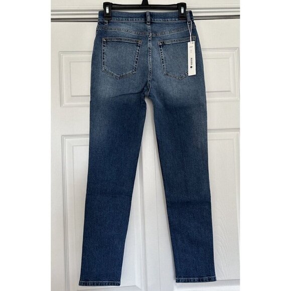 AQUA High Rise Slim Leg THE STELLA in Dakota Blue Denim Jeans Size 30 - Picture 6 of 15